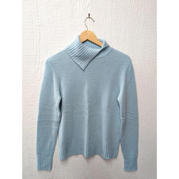 Charter Club 100% 2-Ply Cashmere Blue Collared Sweater Luxury Size Medium - Picture 1 of 4